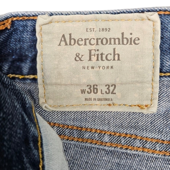Abercrombie and Fitch slim straight Jeans Mens size 36/32 darkwash distressed - Picture 3 of 6